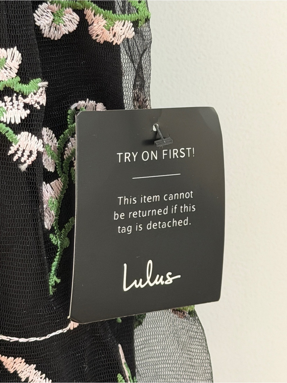 Lulu's Black Floral Square-Neck Mini Dress with Sheer Puff Sleeves - Picture 3 of 3